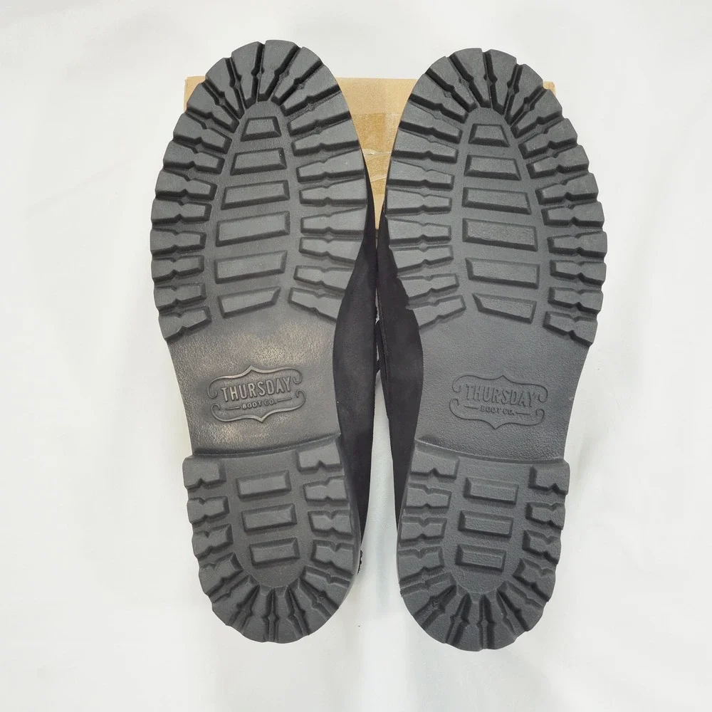 Thursday Boot Co Handsewn Loafer Men 9.5 Black Matte Leather Boat Shoe Lug Sole
